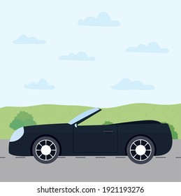 black car on a road vector illustration design