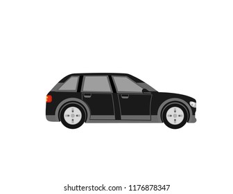 Black car on white background