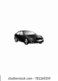 Black car on white background