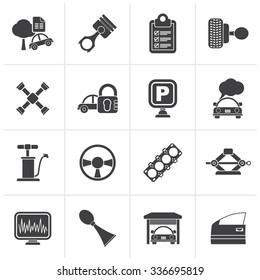 Black Car parts and services icons - vector icon set 2