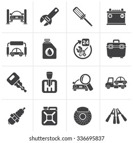 Black Car Parts And Services Icons - Vector Icon Set 1