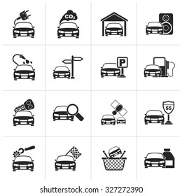 Black Car and road services icons - vector icon set