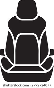 Black car seat icon front view. logo Vector Black silhouettes
