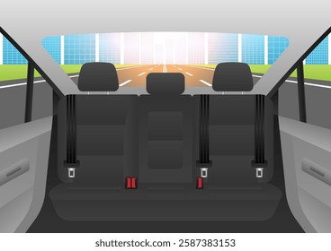 Black Car Seat. Car Interior. Vector Illustration. 