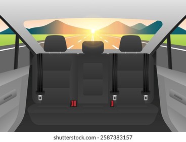 Black Car Seat. Car Interior. Vector Illustration. 