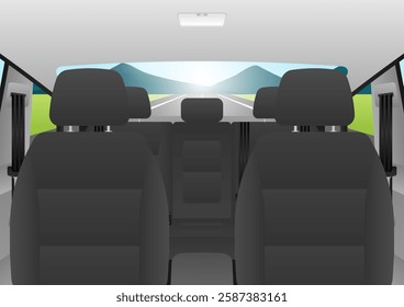 Black Car Seat. Car Interior. Vector Illustration. 