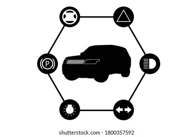 Black car service icon set