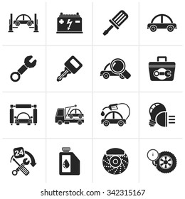 Black Car Service Maintenance Icons - Vector Icon Set