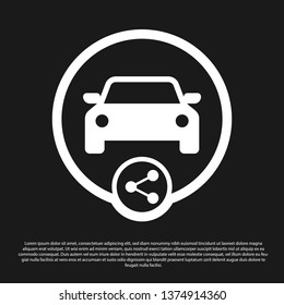 Black Car sharing icon isolated on black background. Carsharing sign. Transport renting service concept. Vector Illustration