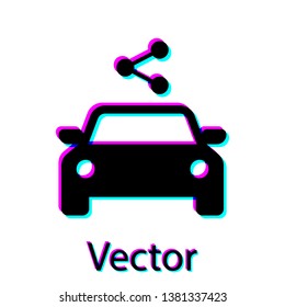 Black Car sharing icon isolated on white background. Carsharing sign. Transport renting service concept. Vector Illustration