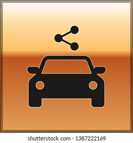 Black Car sharing icon isolated on gold background. Carsharing sign. Transport renting service concept. Vector Illustration