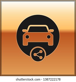 Black Car sharing icon isolated on gold background. Carsharing sign. Transport renting service concept. Vector Illustration