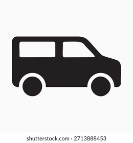Black Car Side View Icon – Minimal Automobile Silhouette, Transportation Vehicle Symbol, Flat Vector Illustration