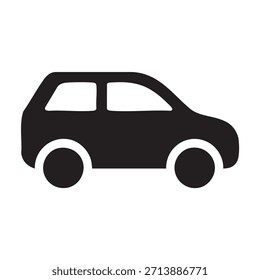Schwarzes Auto Seitenansicht Silhouette Symbol - Minimale Automobil-Symbol, Transport Fahrzeug Vektorgrafik