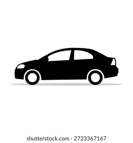 Black car silhouette icon. Side View. Vector illustration