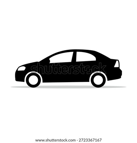 Black car silhouette icon. Side View. Vector illustration