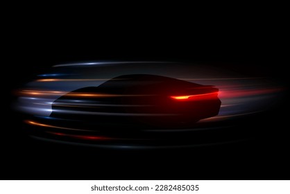 Black car silhouette with light motion effect