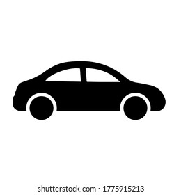 black car silhouette vector icon side view.