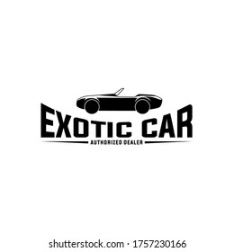 Black Car Silhouette Vector Illustration With Curved Exotic Car Text Isolated On White Background Suit For Car Service Center Or Auto Garage Logo