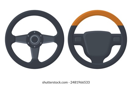 Black Car Steering Wheel Vector Design. Car Steering Wheel Element.