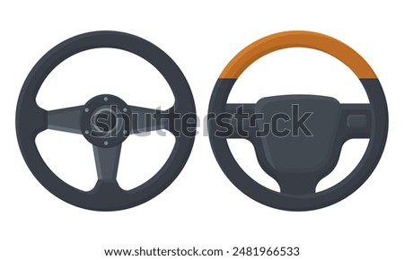 Black Car Steering Wheel Vector Design. Car Steering Wheel Element.