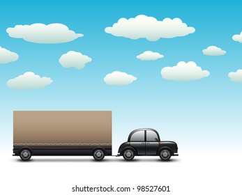 black car with a trailer, eps10