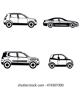 Black car type in simple style isolated on white background. Vector illustration