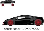 black car vactor. illustrator art. part by part layer