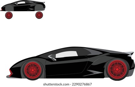 black car vactor. illustrator art. part by part layer