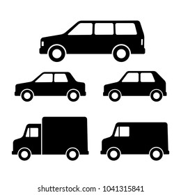 Black car vector icons on white background 