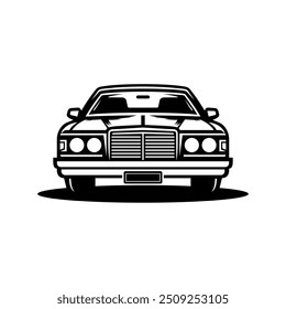 Ilustración vectorial negra del coche aislada en el fondo blanco