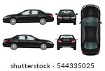 Black car vector template. Business sedan isolated. The ability to easily change the color. All sides in groups on separate layers. View from side, back, front and top.