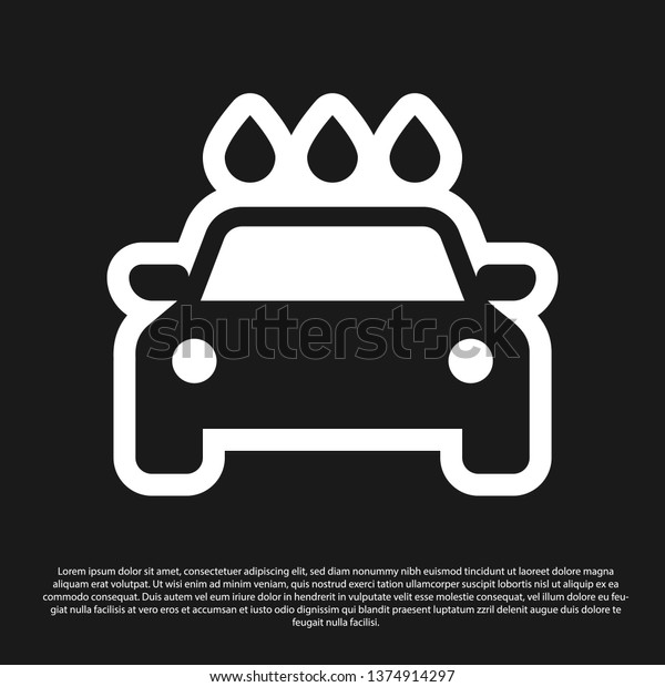 Black Car wash icon\
isolated on black background. Carwash service and water cloud icon.\
Vector Illustration