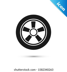 Black Car wheel icon isolated on white background.  Vector Illustration