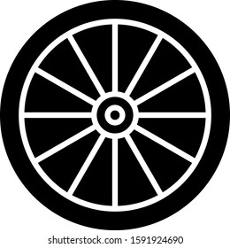Black Car wheel icon isolated on white background.  Vector Illustration