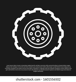 Black Car wheel icon isolated on black background.  Vector Illustration