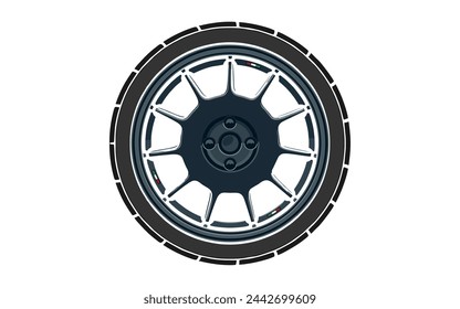 black Car wheel isolated on white background