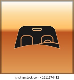 Black Car windscreen icon isolated on gold background.  Vector Illustration