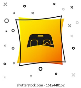Black Car windscreen icon isolated on white background. Yellow square button. Vector Illustration