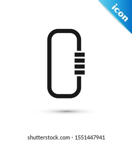 Black Carabiner icon isolated on white background. Extreme sport. Sport equipment.  Vector Illustration