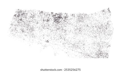 Black carboned texture overlay Dust grainy texture on white background. Torn old paper with grain noise Grunge design elements Black scratches spots and stains. Fossil stone print Vector illustration