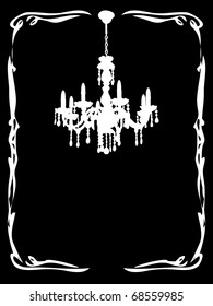 Black card with antique chandelier