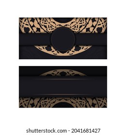 Black card with brown mandala pattern