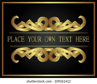 Black card with gold element. Vector