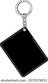 black card on a keychain with a chain without background