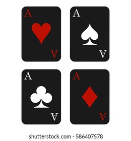 Black card suit icon vector, playing cards symbols vector, set icon symbol suit, card suit icon sign, icon - stock vector