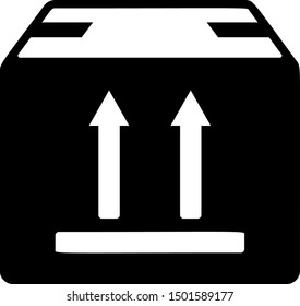 Black Cardboard box with traffic symbol icon isolated on white background. Box, package, parcel sign. Delivery, transportation and shipping.  Vector Illustration