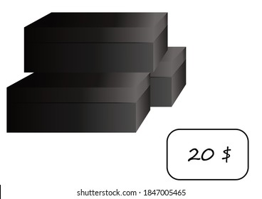 Black cardboard boxes for shoes and clothes. Cardboard packaging. Cardboard boxes on a shop window. Shoe packaging. Clothing packaging. Logo. Place for text. Product. Products. Poster.