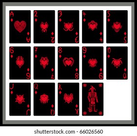 The black cards, hearts