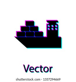 Black Cargo ship icon isolated on white background. Vector Illustration